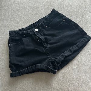 Black denim shorts, size US 6